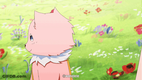 A Drawing Of A Pink Cat With A Flower On Its Head With The Words Walletele Below It GIF