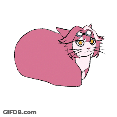 A Drawing Of A Pink Cat With Glasses On Its Head GIF