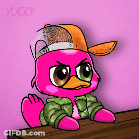 A Drawing Of A Pink Flamingo Wearing A Hat And A Jacket GIF