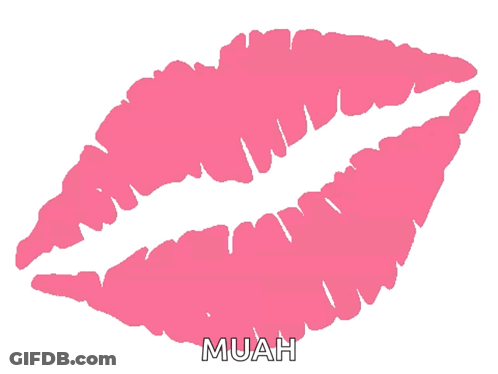 A Drawing Of A Pink Lip With The Word Muah Below It GIF