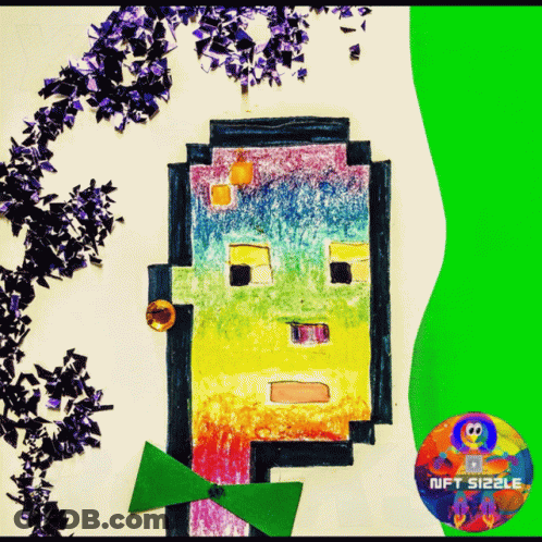A Drawing Of A Pixel Art Character With A Green Bow Tie GIF