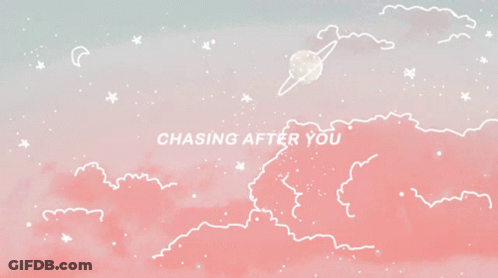 A Drawing Of A Planet In The Sky With The Words Chasing After You Below It GIF