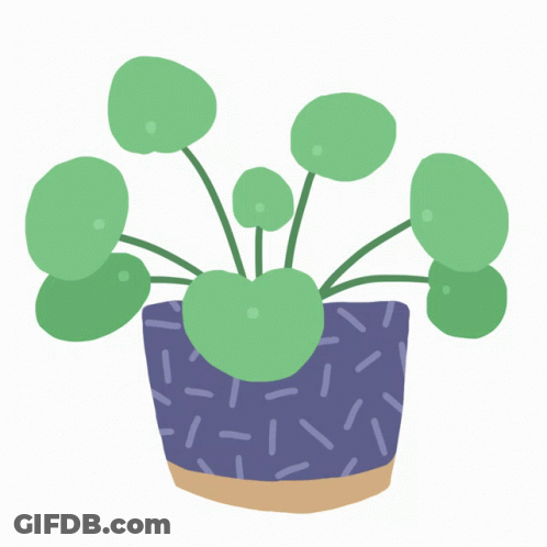 A Drawing Of A Plant In A Purple Pot With Sprinkles GIF