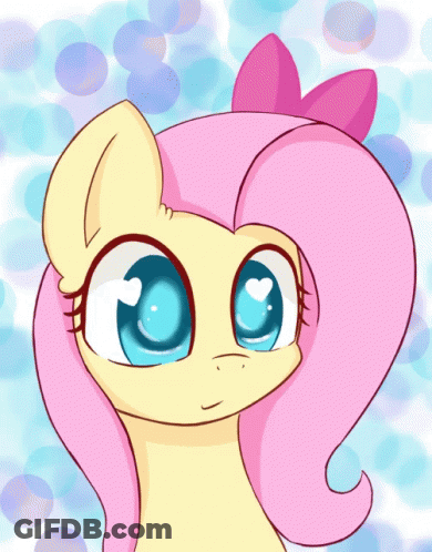 A Drawing Of A Pony With Big Blue Eyes And A Pink Bow GIF