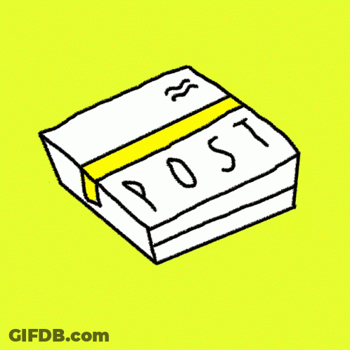 A Drawing Of A Post Box With A Yellow Ribbon GIF