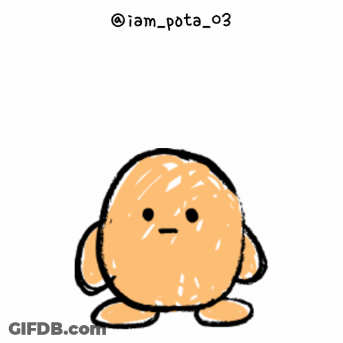A Drawing Of A Potato Giving A Thumbs Up With The Hashtag @Iam_pota_03 GIF