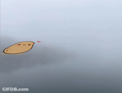 A Drawing Of A Potato With A Heart In The Background GIF