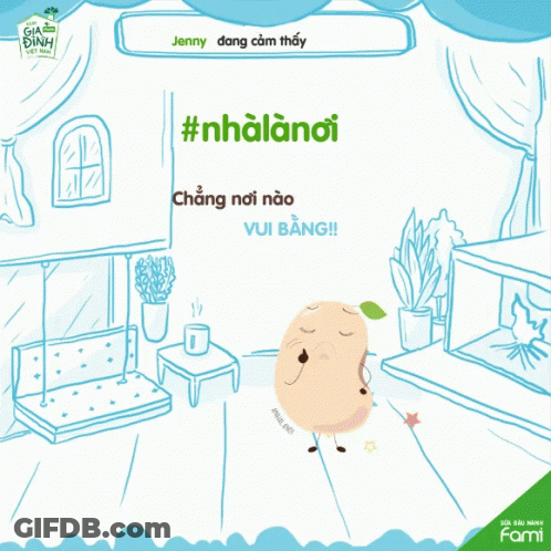 A Drawing Of A Potato With A Leaf On Its Head And The Words #Nhalanoi GIF