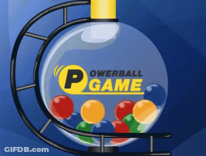 A Drawing Of A Powerball Game With Balls Inside GIF