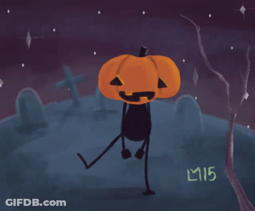A Drawing Of A Pumpkin In A Cemetery With Lm15 On The Bottom Right GIF