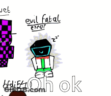 A Drawing Of A Purple And Black Minecraft Character With The Words Evil Fatal Emo Written On It GIF