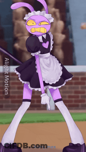 A Drawing Of A Purple Bunny In A Maid Outfit By Alight Motion GIF