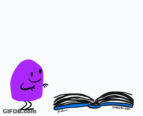 A Drawing Of A Purple Frog Flying Over An Open Book By Debbie On.com GIF