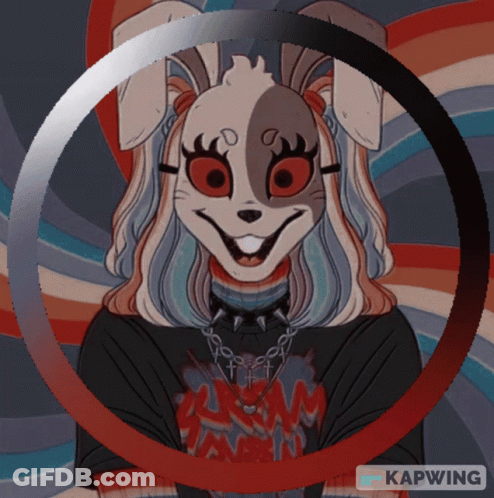 A Drawing Of A Rabbit With A Shirt That Says Heavy Metal GIF