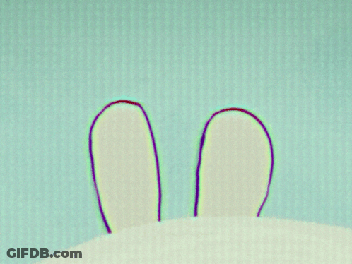 A Drawing Of A Rabbit With Big Ears And Eyes GIF