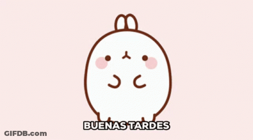 A Drawing Of A Rabbit With The Words Buenas Tardes Written Below It GIF