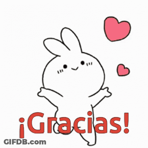 A Drawing Of A Rabbit With The Words Gracias In Red Letters GIF