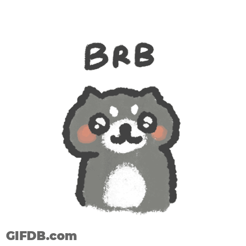 A Drawing Of A Raccoon With The Word Brb Written Above It GIF