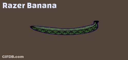 A Drawing Of A Razer Banana With A Green Outline On A Brown Background GIF