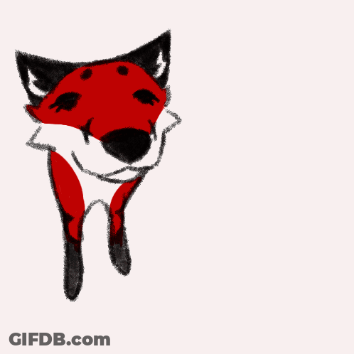 A Drawing Of A Red And Black Fox GIF