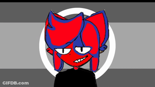 Red And Blue Cat With Circle Background GIF