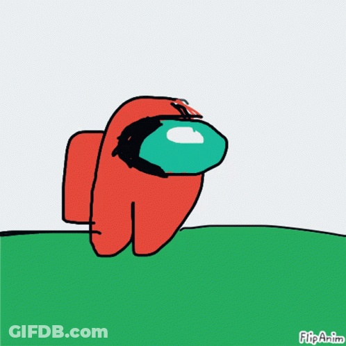 A Drawing Of A Red And Green Among Us Character With The Words Flipanim Below It GIF