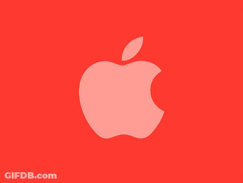 A Drawing Of A Red Apple With A White Outline On A Red Background GIF