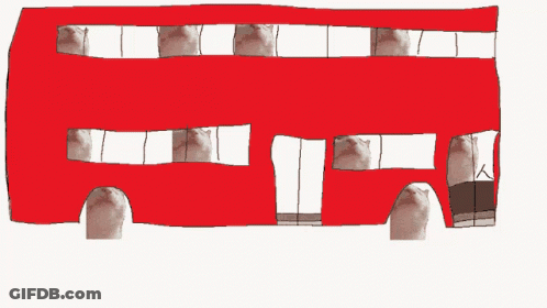 A Drawing Of A Red Double Decker Bus GIF