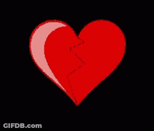 A Drawing Of A Red Heart With A Broken Section GIF