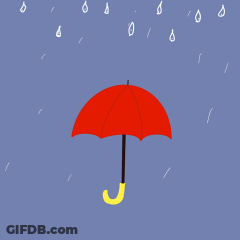 A Drawing Of A Red Umbrella In The Rain GIF