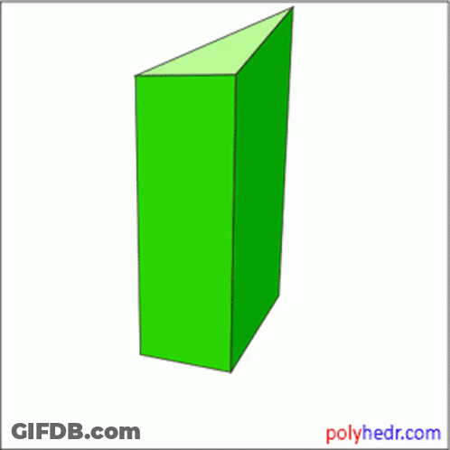 A Drawing Of A Regular Triangular Prism With The Website Polyhedr.com GIF
