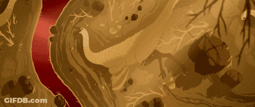 A Drawing Of A River With A Red Swirl In The Middle GIF
