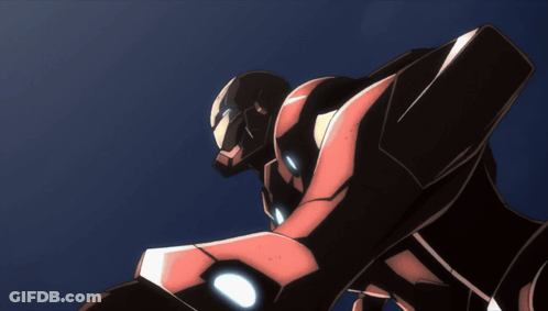 A Drawing Of A Robot With A Glowing Light On Its Chest GIF