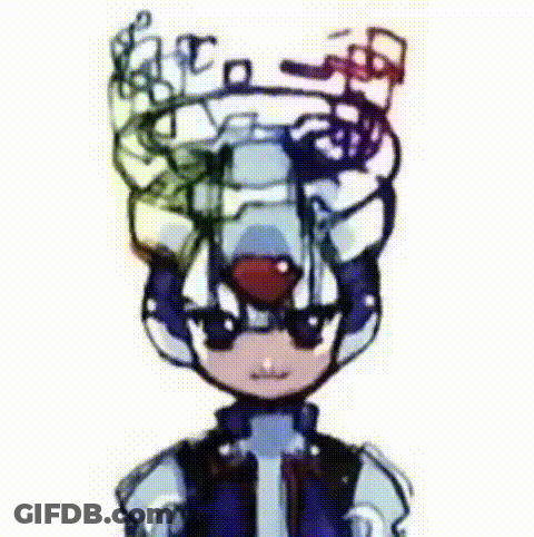 A Drawing Of A Robot With A Rainbow Colored Head And Sunglasses . GIF