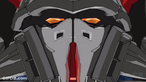 A Drawing Of A Robot With A Red Nose And A Black Background GIF