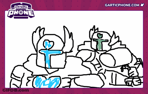 A Drawing Of A Robot With The Words Gartic Phone On The Bottom GIF