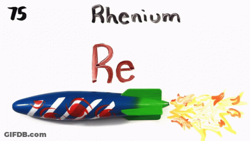 A Drawing Of A Rocket With The Word Rhenium Written On It GIF