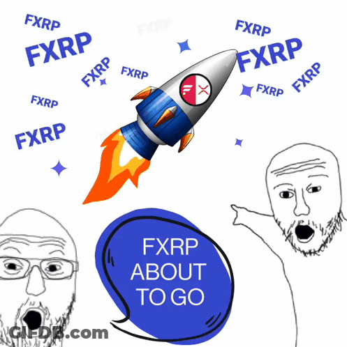 A Drawing Of A Rocket With The Words Fxrp About To Go GIF