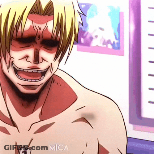 A Drawing Of A Shirtless Man With The Word Mica On The Bottom GIF