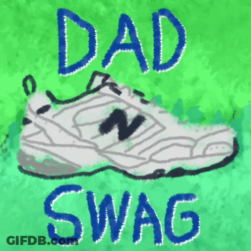 A Drawing Of A Shoe With The Words Dad Swag Written Above It GIF