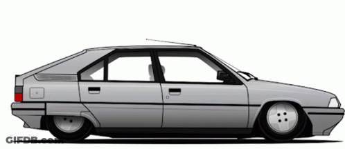 A Drawing Of A Silver Car With Black Wheels GIF