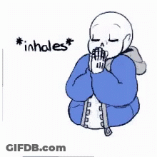 A Drawing Of A Skeleton In A Blue Jacket With The Word Boi Written On It GIF