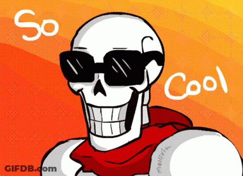 A Drawing Of A Skeleton Wearing Sunglasses With The Words So Cool Written Above Him GIF