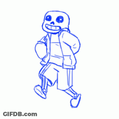 A Drawing Of A Skeleton With A Hoodie And Shorts GIF