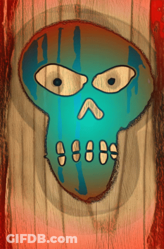 A Drawing Of A Skull With 8888 Written On It GIF