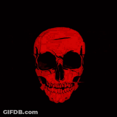 A Drawing Of A Skull With A Black Background GIF