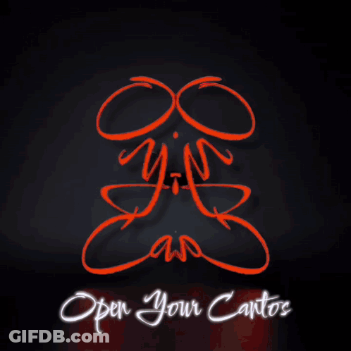 A Drawing Of A Skull With The Words Open Your Cantos On The Bottom GIF