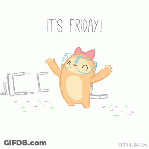 A Drawing Of A Sloth With The Words It 'S Friday On The Bottom GIF