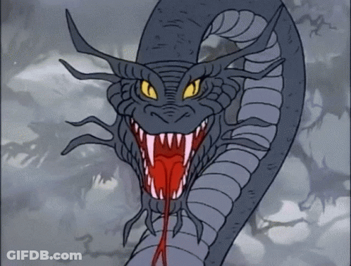 A Drawing Of A Snake With Its Mouth Open GIF