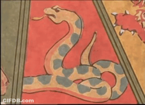 A Drawing Of A Snake With The Years 1953 1967 1977 1989 GIF